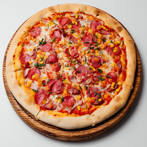 Пицца с охотничьими колбасками